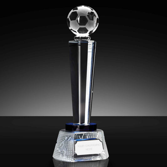 Agility 3D Hexagonal Column Football Crystal Award 25cm (9 7/8")