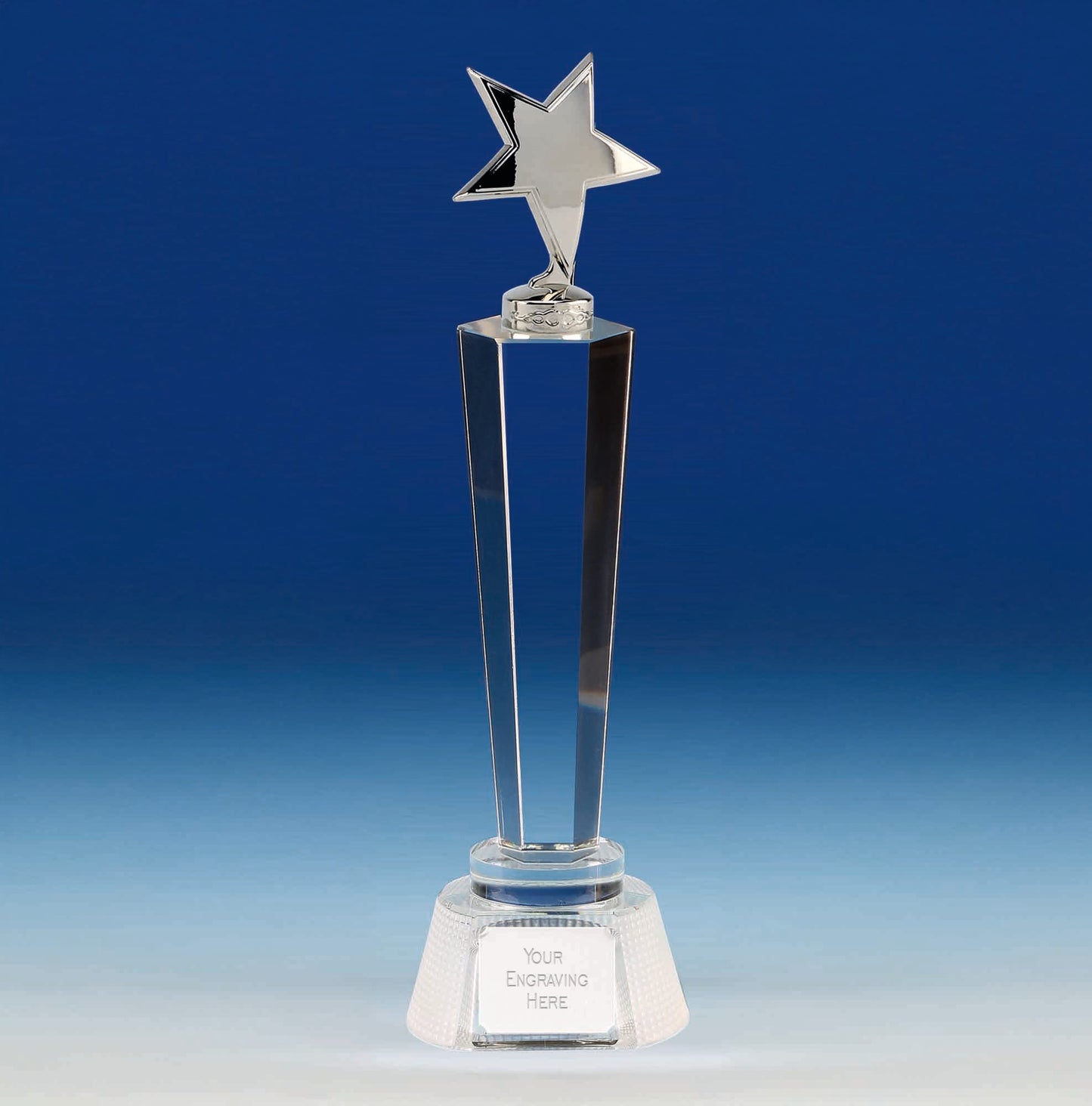 Silver Polished Star Crystal Column Award 17.5cm (7")