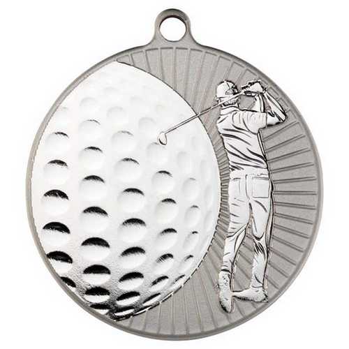 GOLF TWO COLOUR MEDAL MATT SILVER/BRONZE - 2.75in