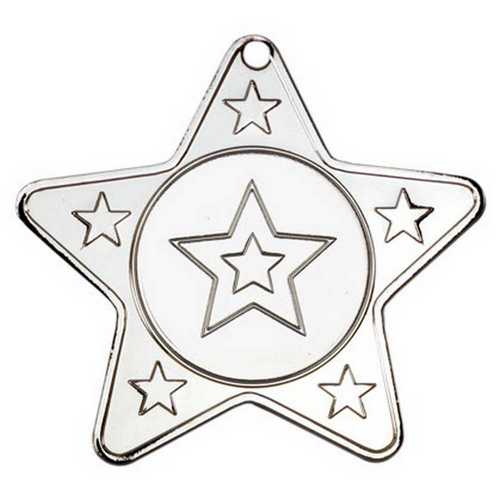 STAR SHAPED MEDAL WITH 5 MINI STARS (1in CENTRE) BRONZE - 2in
