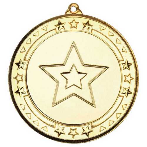 TRI STAR MEDAL (2in CENTRE) BRONZE - 2.75in