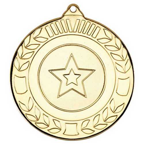 WREATH MEDAL (1in CENTRE) ANTIQUE GOLD - 2in