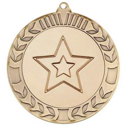 WREATH MEDAL (2in CENTRE) ANTIQUE GOLD - 2.75in