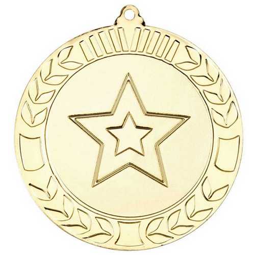 WREATH MEDAL (2in CENTRE) ANTIQUE GOLD - 2.75in