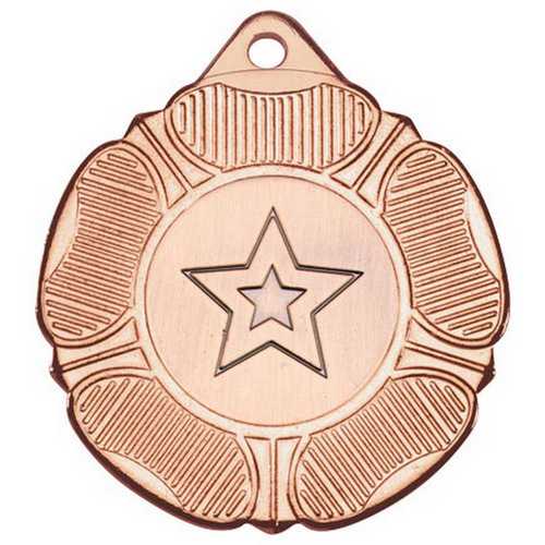 TUDOR ROSE MEDAL (1in CENTRE) BRONZE - 2in