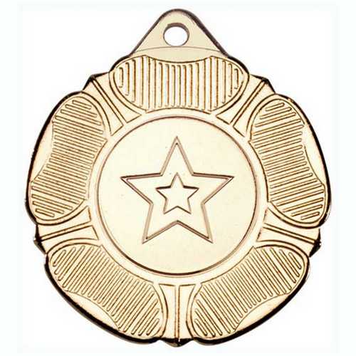 TUDOR ROSE MEDAL (1in CENTRE) BRONZE - 2in
