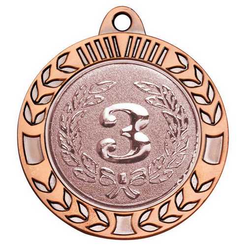 WREATH MEDAL EXTRA THICK (2in CENTRE) ANTIQUE GOLD - 2.75in