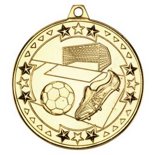 FOOTBALL TRI STAR MEDAL BRONZE - 2in