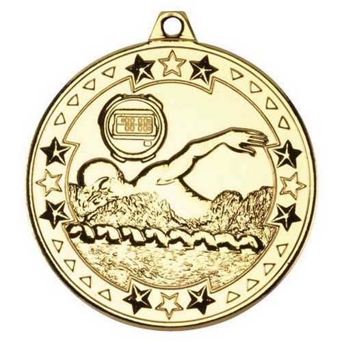 SWIMMING TRI STAR MEDAL BRONZE - 2in
