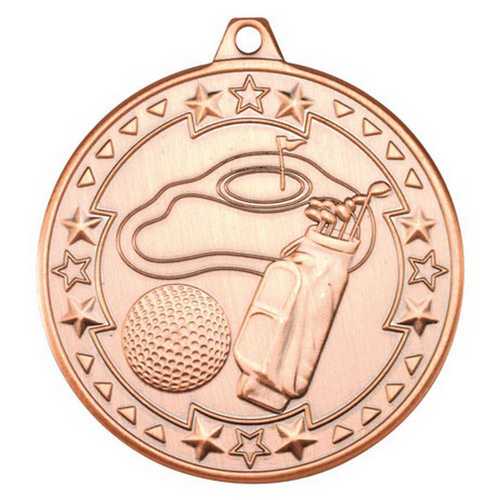 GOLF TRI STAR MEDAL BRONZE - 2in