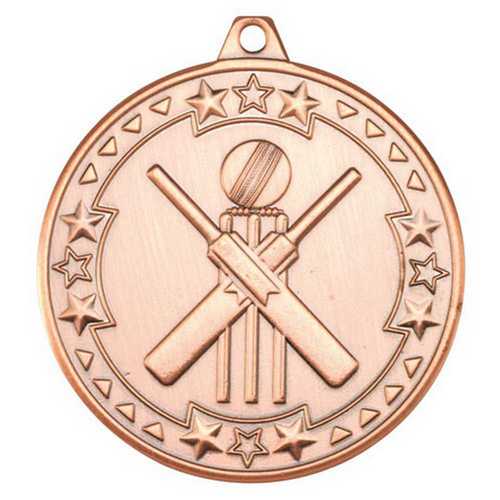 CRICKET TRI STAR MEDAL BRONZE - 2in