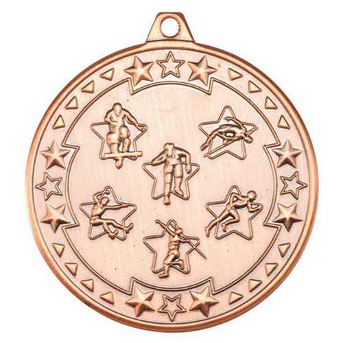MULTI ATHLETICS TRI STAR MEDAL BRONZE - 2in