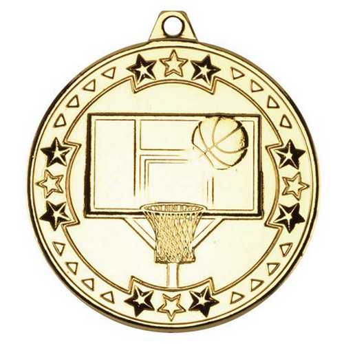 BASKETBALL TRI STAR MEDAL BRONZE - 2in