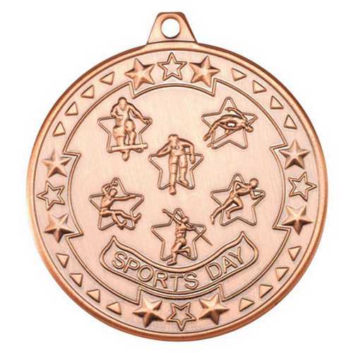 SPORTS DAY TRI STAR MEDAL BRONZE - 2in