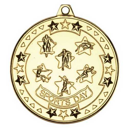 SPORTS DAY TRI STAR MEDAL BRONZE - 2in