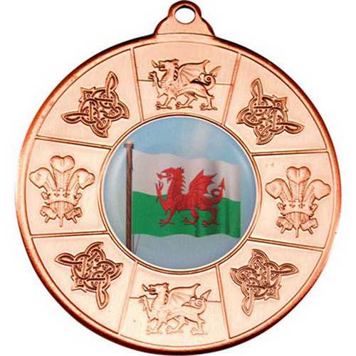 WALES MEDAL (1in CENTRE) BRONZE - 2in