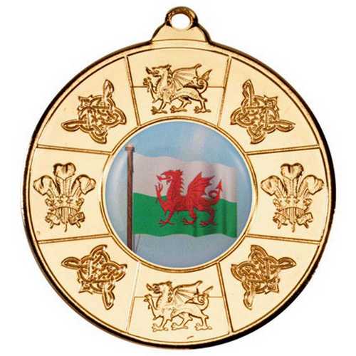 WALES MEDAL (1in CENTRE) BRONZE - 2in