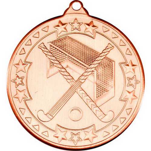 HOCKEY TRI STAR MEDAL BRONZE - 2in