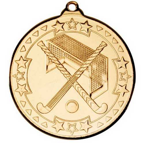 HOCKEY TRI STAR MEDAL BRONZE - 2in
