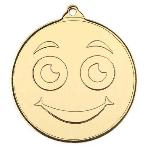 SMILEY FACE GOLD MEDAL - 2in