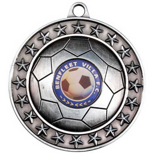 FOOTBALL MEDAL LARGE (1in CENTRE) ANTIQUE GOLD - 2.75in