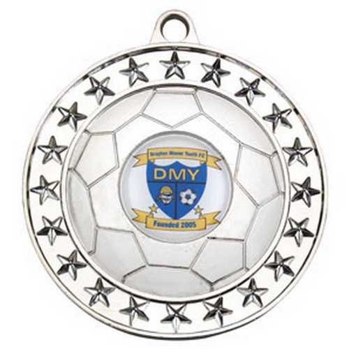 FOOTBALL MEDAL LARGE (1in CENTRE) ANTIQUE GOLD - 2.75in