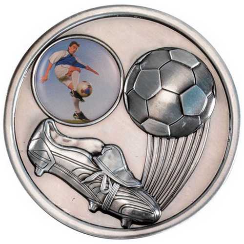 FOOTBALL AND BOOT MEDALLION (1in CENTRE) ANTIQUE GOLD - 2.75in