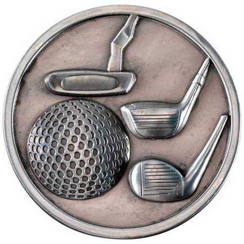 GOLF CLUBS MEDALLION ANTIQUE GOLD - 2.75in