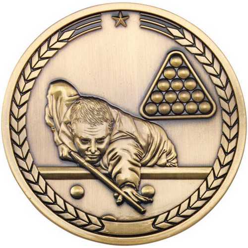 POOL/SNOOKER MEDALLION ANTIQUE GOLD - 2.75in