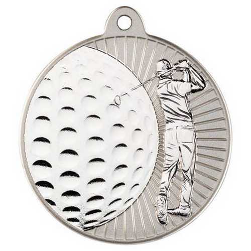 GOLF TWO COLOUR MEDAL MATT SILVER/BRONZE - 2in