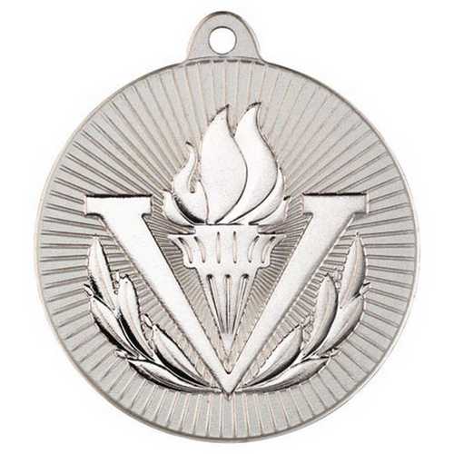VICTORY TORCH TWO COLOUR MEDAL MATT SILVER/BRONZE - 2in