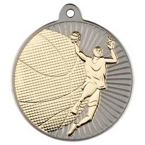 BASKETBALL TWO COLOUR MEDAL MATT SILVER/BRONZE - 2in
