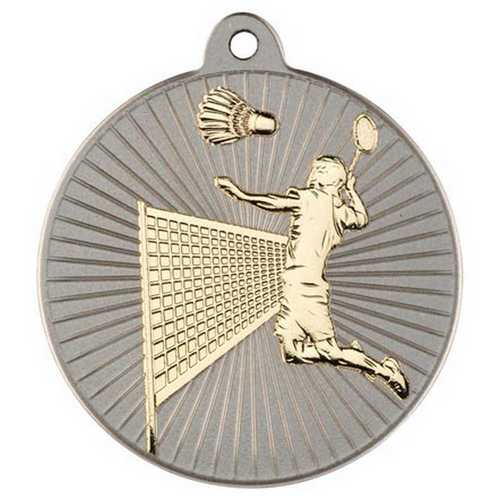 BADMINTON TWO COLOUR MEDAL MATT SILVER/BRONZE - 2in
