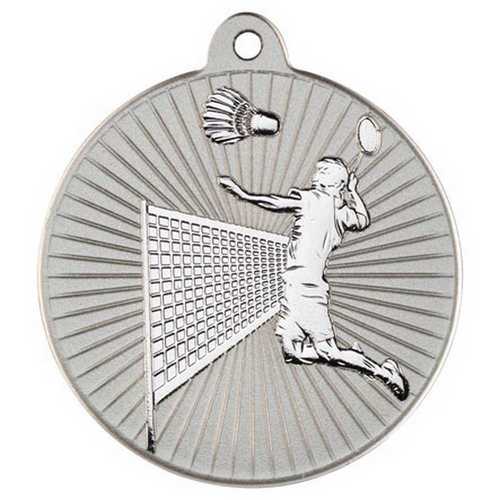 BADMINTON TWO COLOUR MEDAL MATT SILVER/BRONZE - 2in
