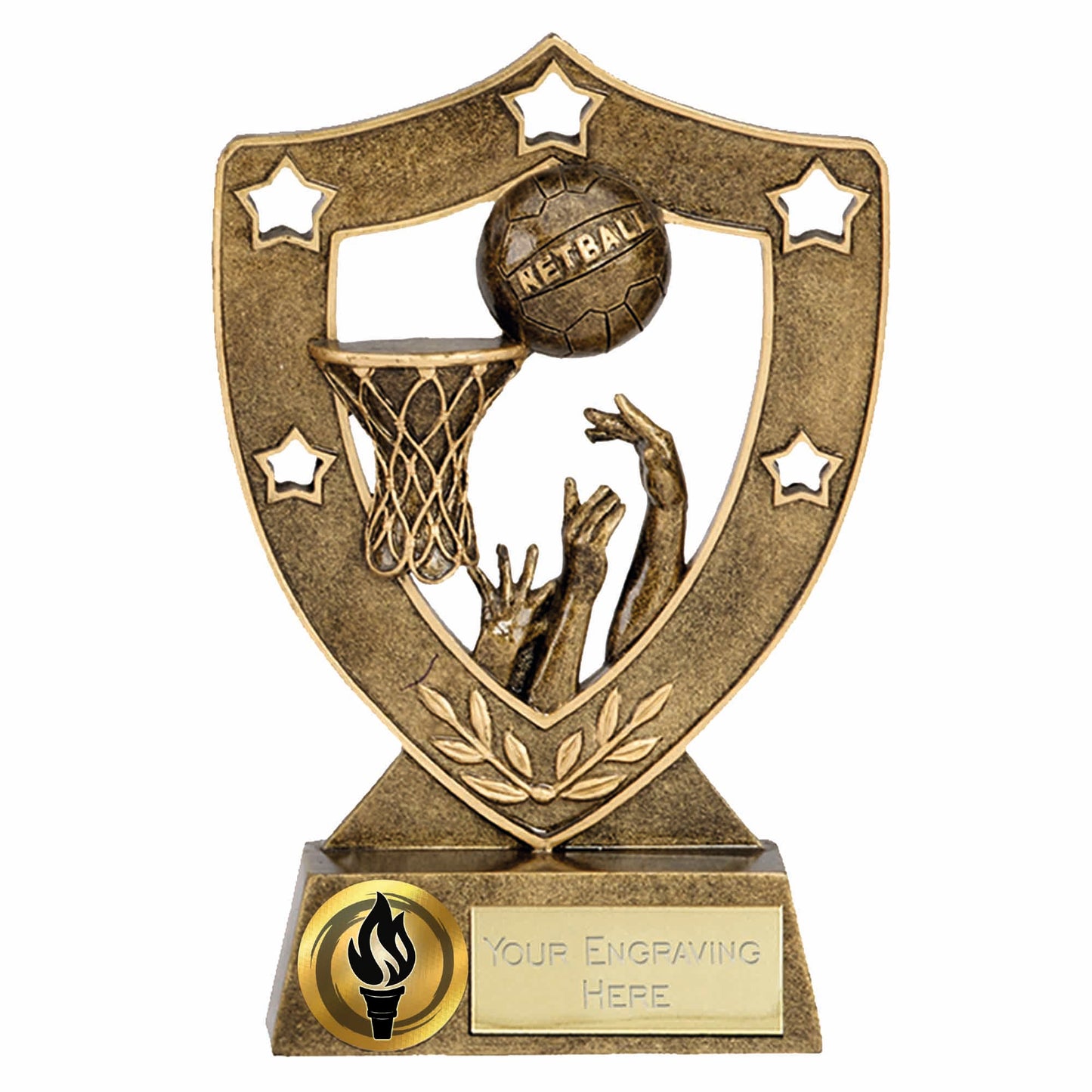 Gold Star Shield Netball Trophy 12.5cm (5")