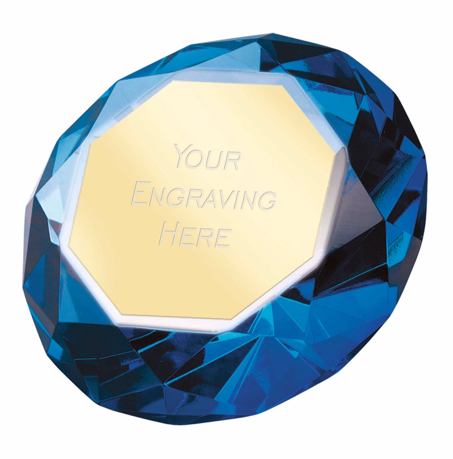 Clarity Blue Diamond Paperweight 80mm (3")