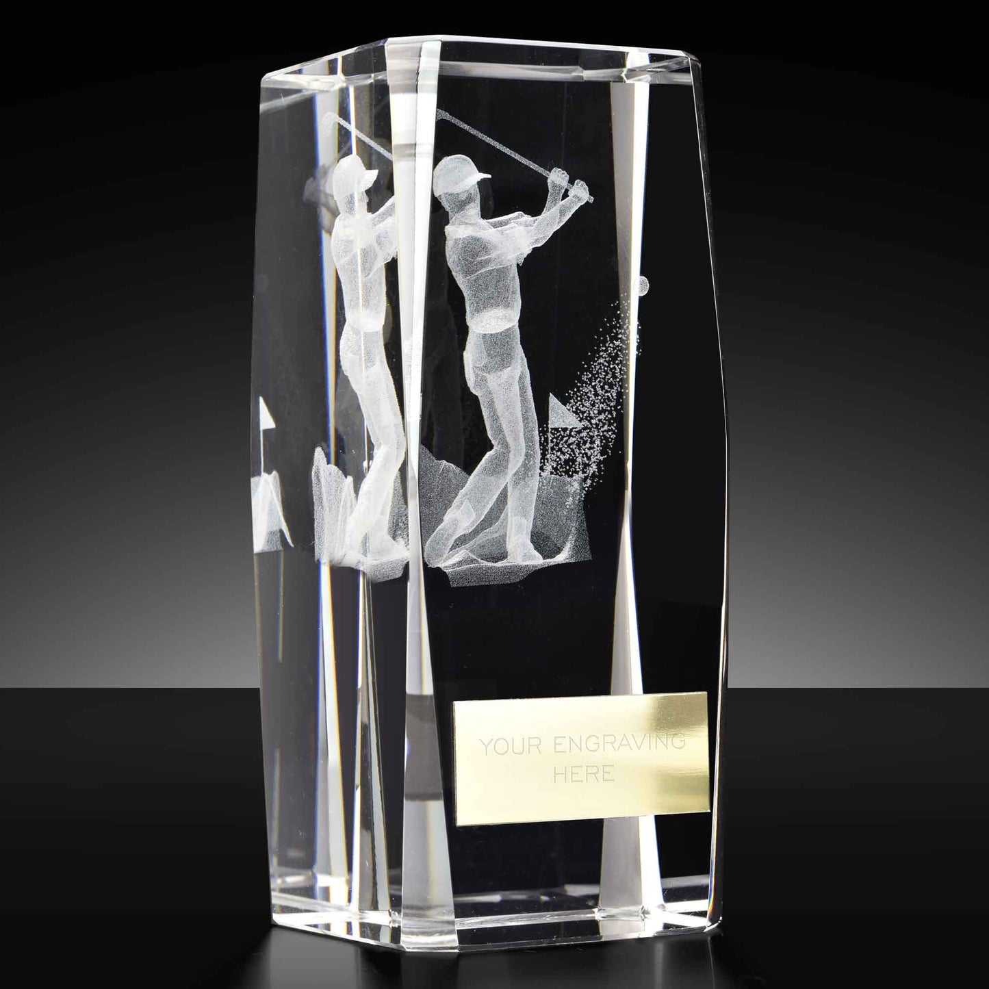 Clarity Male Golfer Crystal Block Award 11.5cm (4 1/2")
