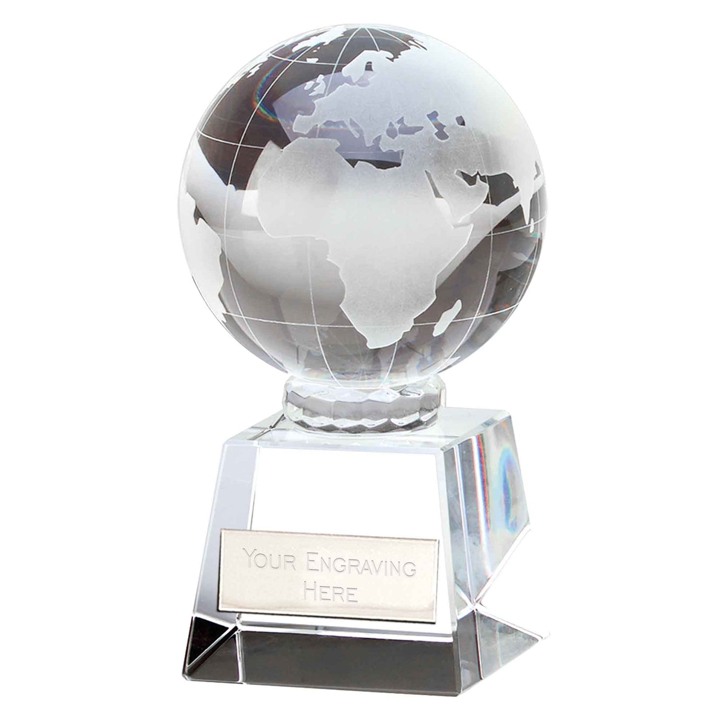Victory 3D Globe Optical Crystal Award 14cm (5 1/2")
