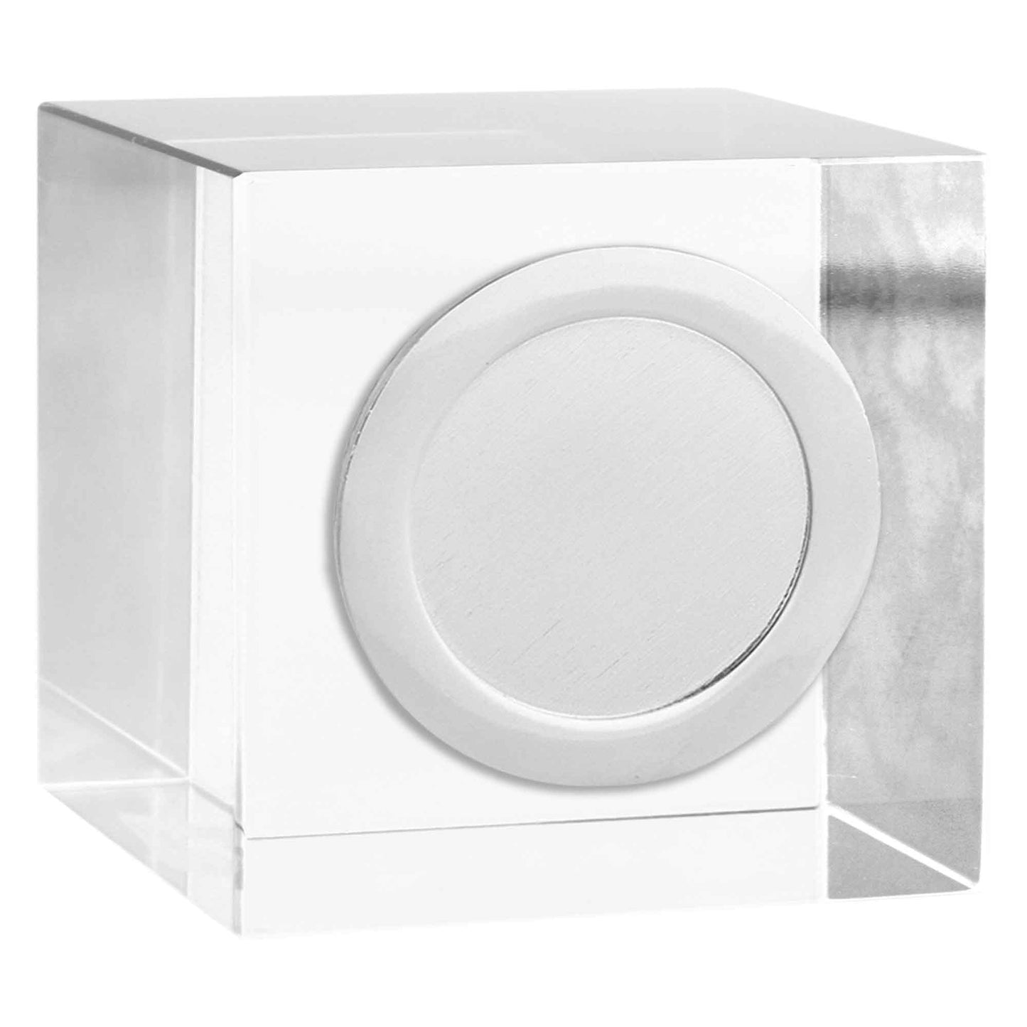 Optical Crystal Block Award With Silver Trim 5cm (2")