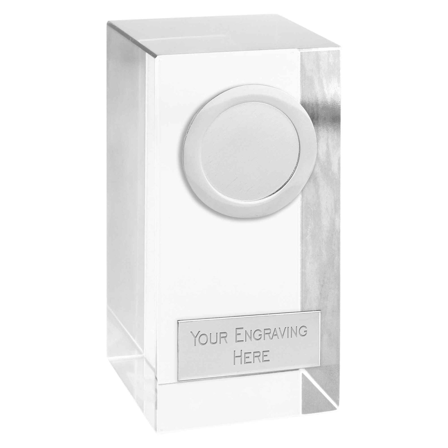 Optical Crystal Block Award With Silver Trim 10cm (3 7/8")