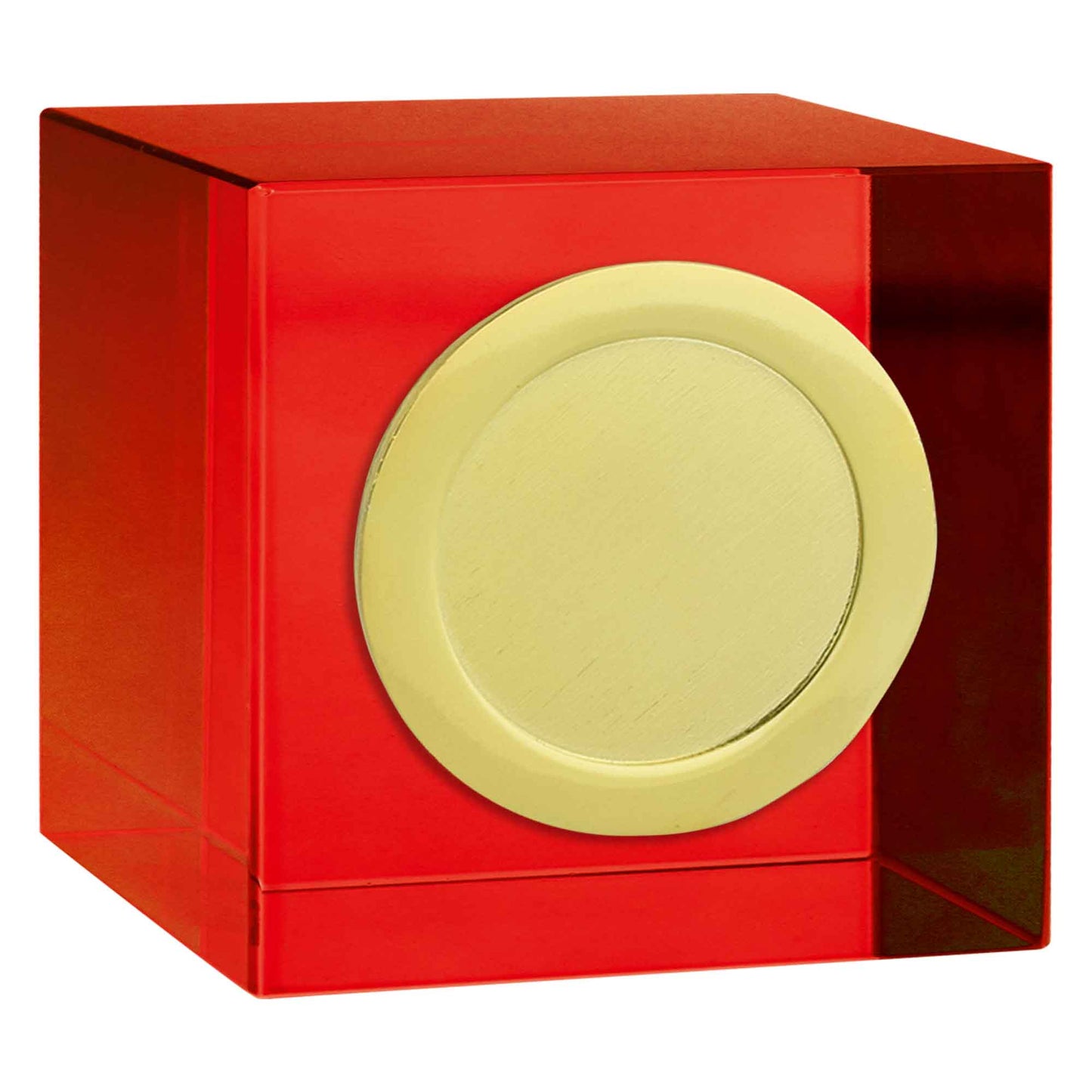 Red Merit Optical Crystal Block with Gold Trim 5cm (2")