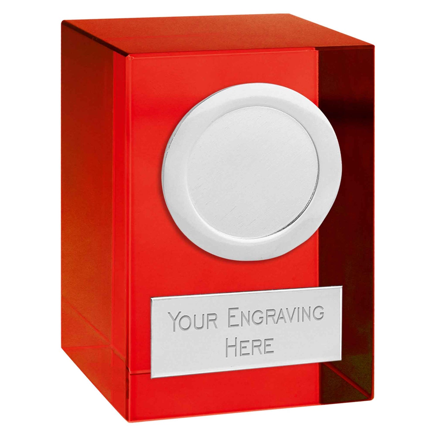 Red Merit Optical Crystal Block with Silver Trim 8cm (3 1/4")