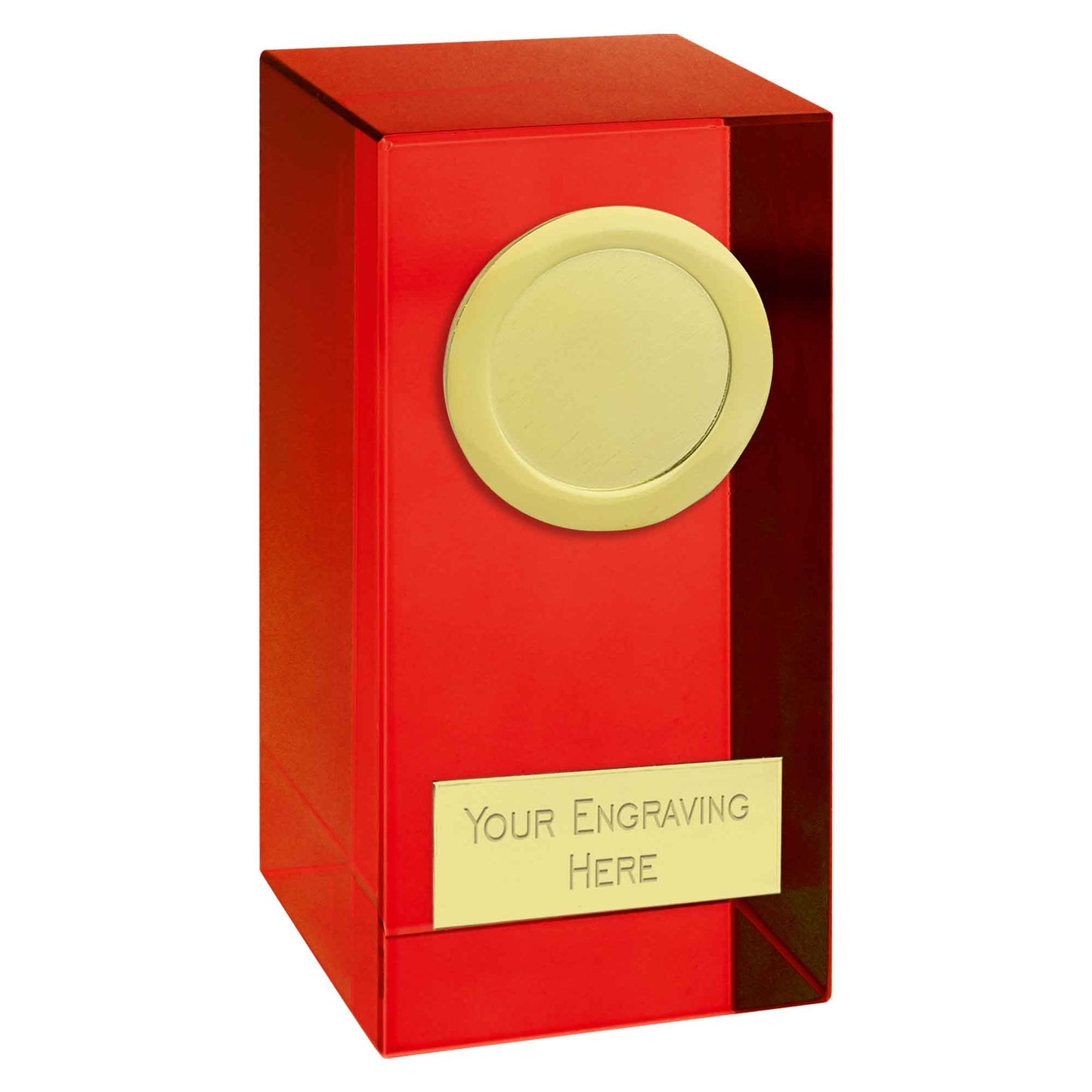 Red Merit Optical Crystal Block with Gold Trim 10cm (4")