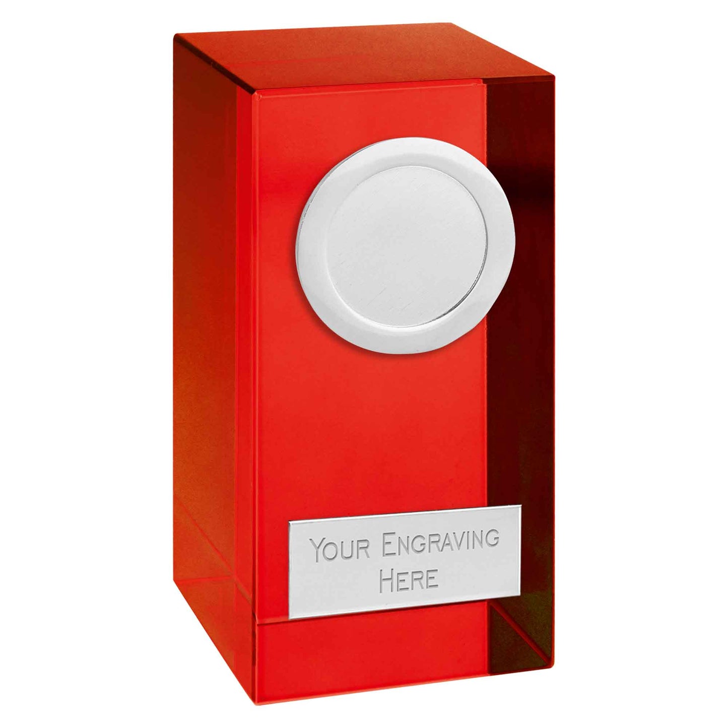 Red Merit Optical Crystal Block with Silver Trim 10cm (4")