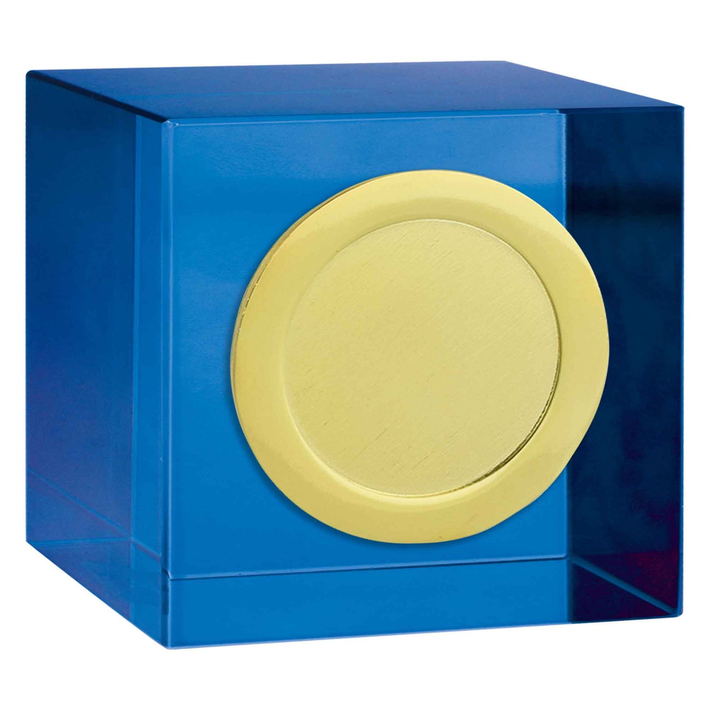 Blue Merit Optical Crystal Block with Gold Trim 5cm (2")