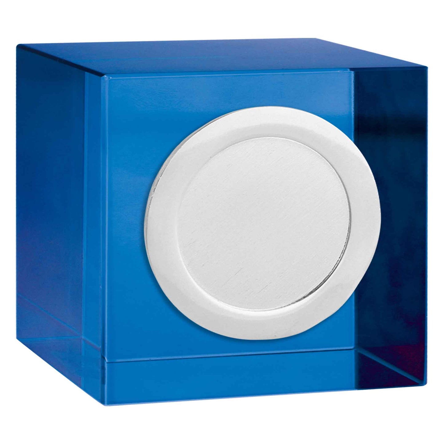 Blue Merit Optical Crystal Block with Silver Trim 5cm (2")