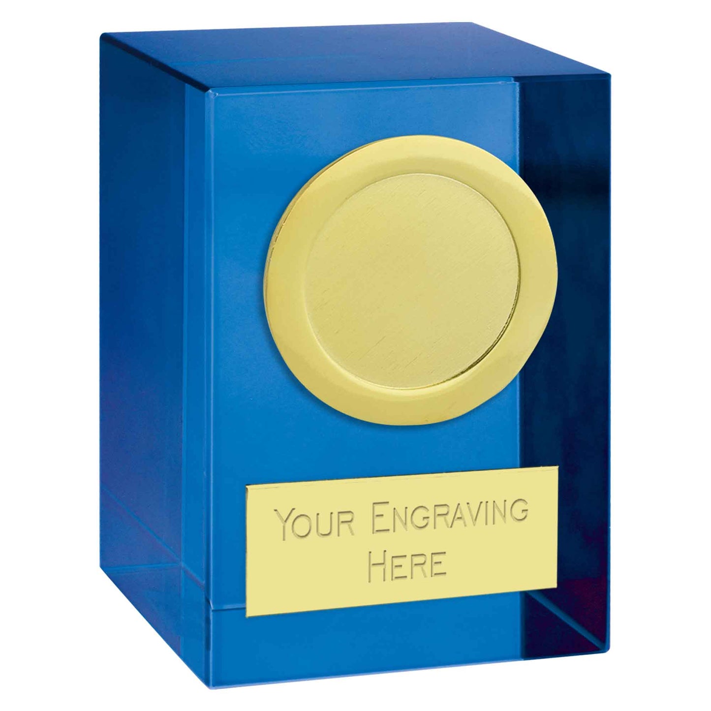 Blue Merit Optical Crystal Block with Gold Trim 8cm (3 1/4")