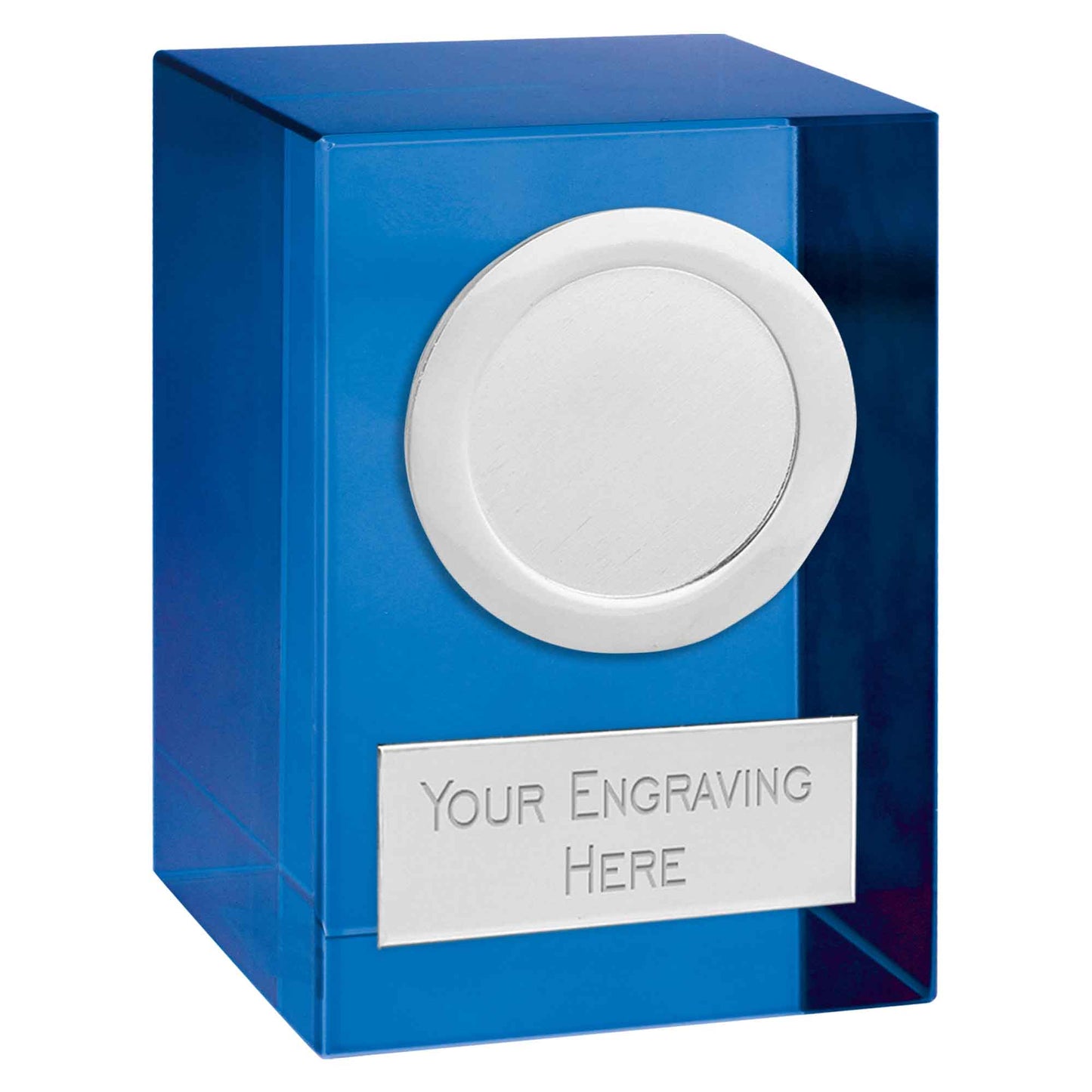 Blue Merit Optical Crystal Block with Silver Trim 8cm (3 1/4")