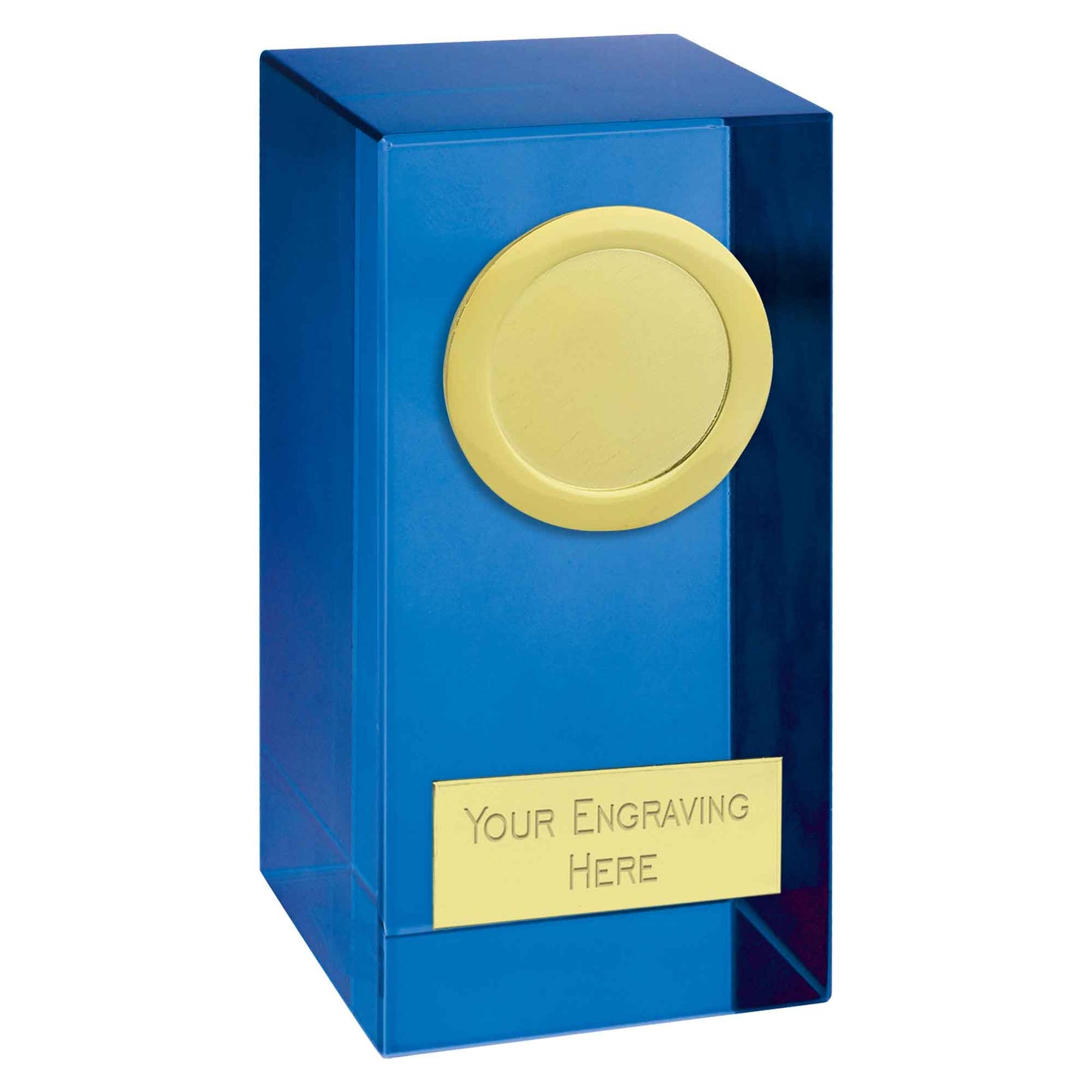 Blue Merit Optical Crystal Block with Gold Trim 10cm (4")
