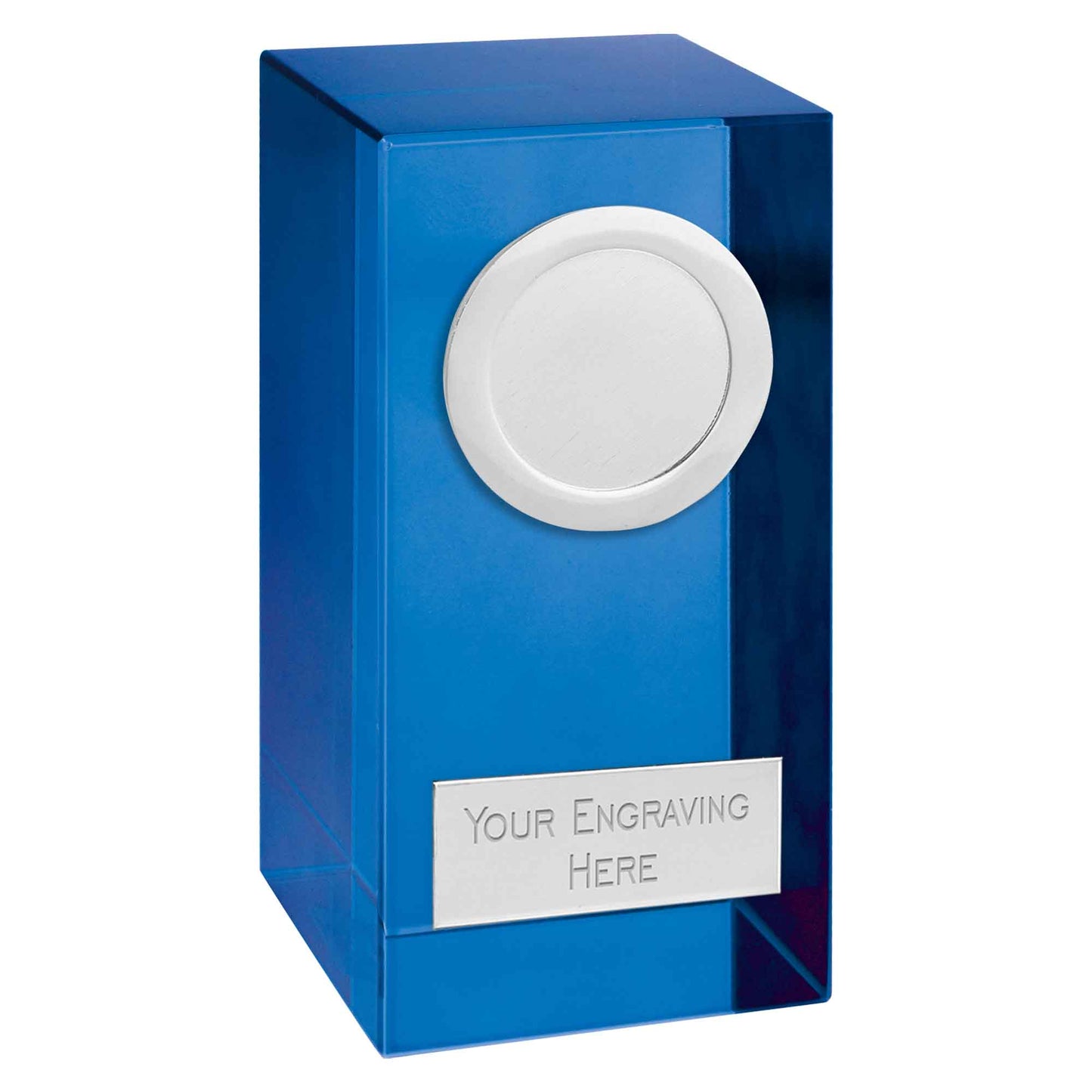 Blue Merit Optical Crystal Block with Silver Trim 10cm (4")